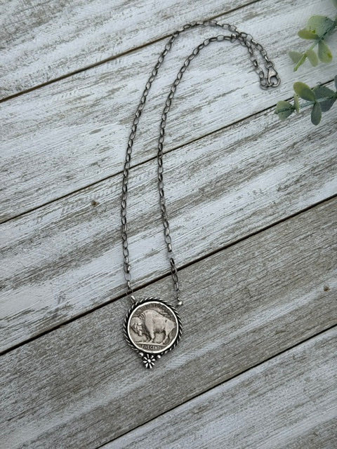 Buffalo Nickel Flower Necklace