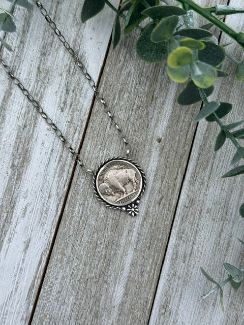 Buffalo Nickel Flower Necklace